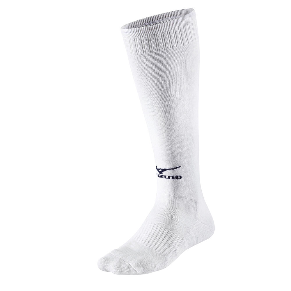 Calcetines Mizuno Voleibol Comf VB Long Para Hombre Blancos/Azul Marino 6207345-UL